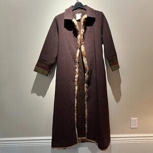 Alberta Ferretti Brown Overcoat, M, Herringbone, Cuff Details, Used-Very Good